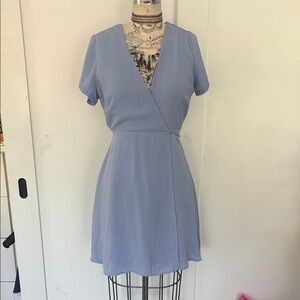 Lush Blue V-Neck Ballet Mini Wrap Dress